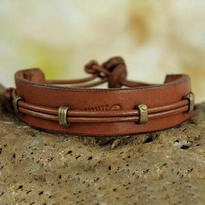 Leather Wristband Bracelet from Africa