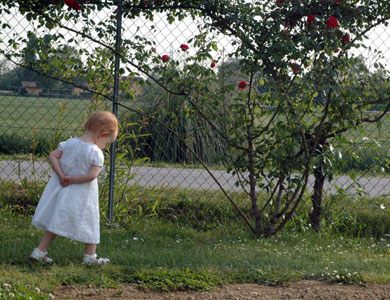 Julia Walking By Garden