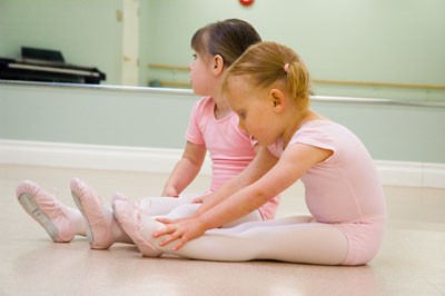 Julia Stretching on First Day of Ballet