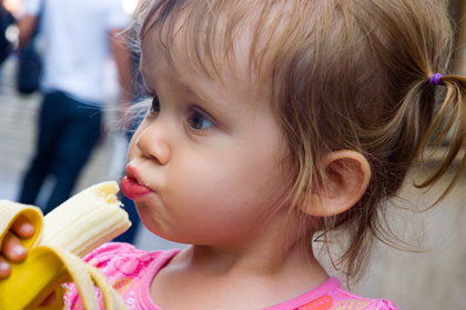 Sophia with banana