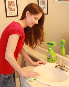 Janice Cleaning Her Bathroom