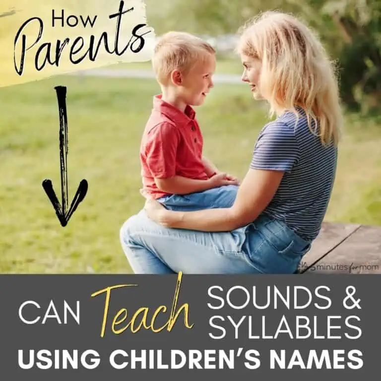 Mother and young son - Text overlay says: How Parents Can Teach Sounds and Syllables Using Children's Names
