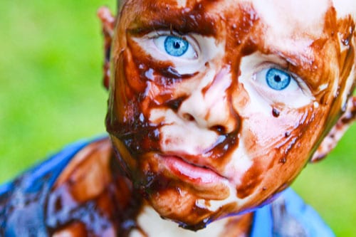 Wordless Wednesday - Will and the Pudding Fight