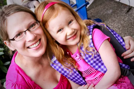 Julia with Mommy First Day of Kindergarten