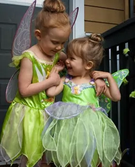 Julia and Sophia dressed as Tinkerbells