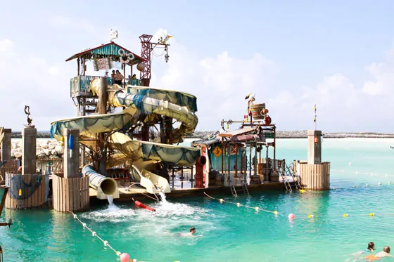 Jackson riding the Pelican Plunge at Castaway Cay 