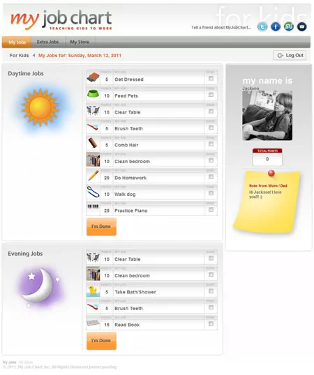 My Job Chart - online chore chart
