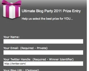 Ultimate Blog Party 2011 Prize Entry Form