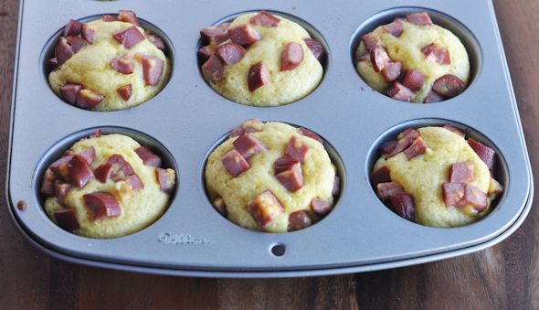 cornbread muffins with hot dogs