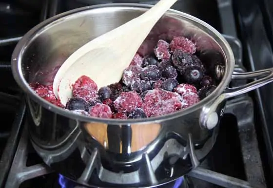 Making Mini Popover Pancakes with Mixed Berry Sauce 