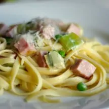 Spring Fettucine with Ham and Leeks