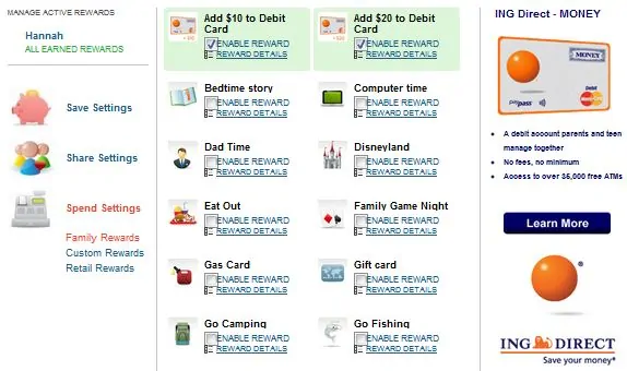 My Job Chart ING Direct Money Debit Card