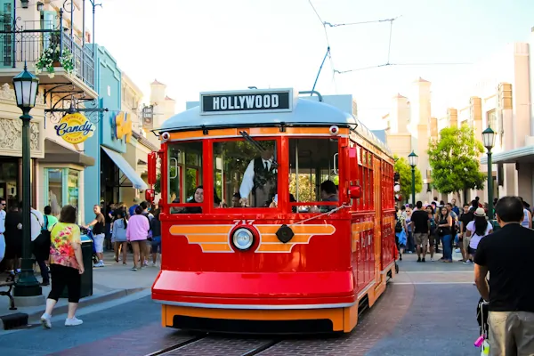 red car trolleys Disneyland