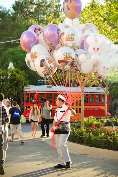 red car trolleys Disneyland