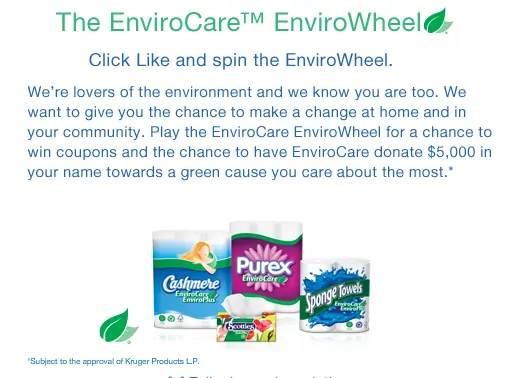 Spin the EnviroWheel for a Chance to Win Coupons and Have $5000 Donated to an Environmental Charity of Your Choice