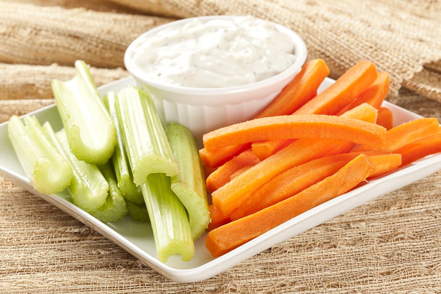 Ranch dressing with carrots and celery 5 Minutes for Mom