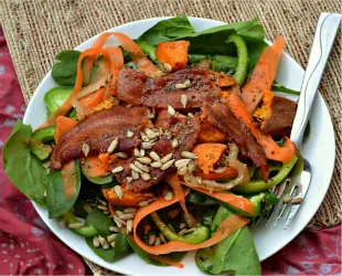 Spinach, Sweet Potato and Bacon Salad