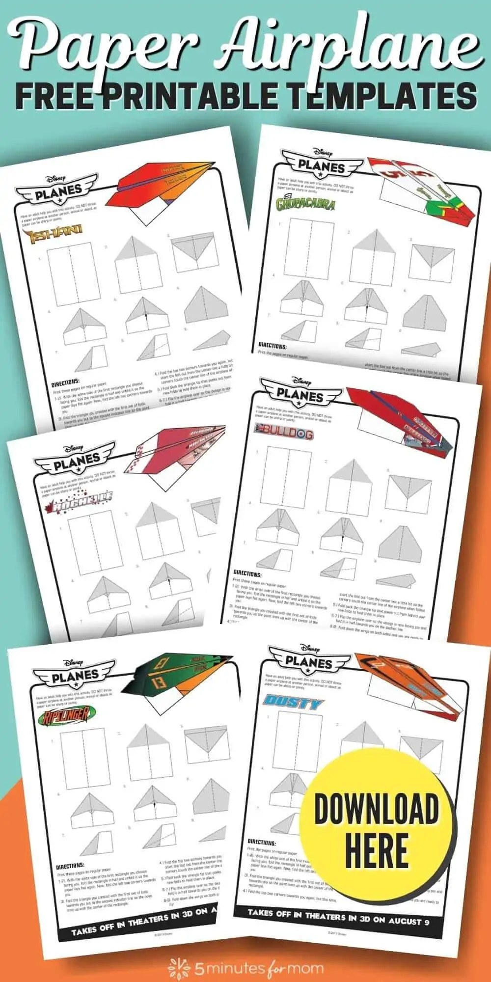 Paper Airplane Free Printable Templates - Disney Planes