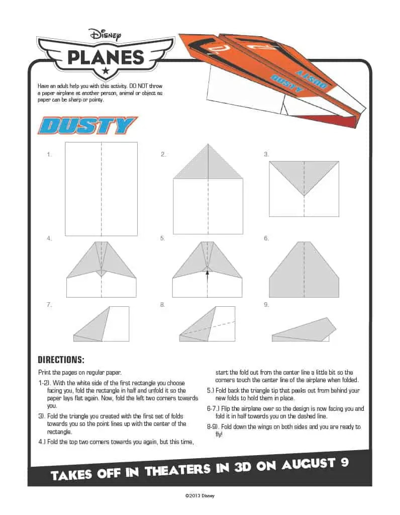 printable steps for making a paper airplane