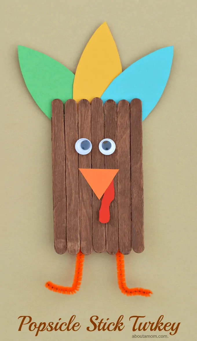 Popsicle stick turkey - Thanksgiving Activities for Children