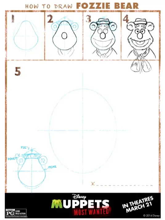 Muppets Most Wanted - How to Draw Fozzie Bear