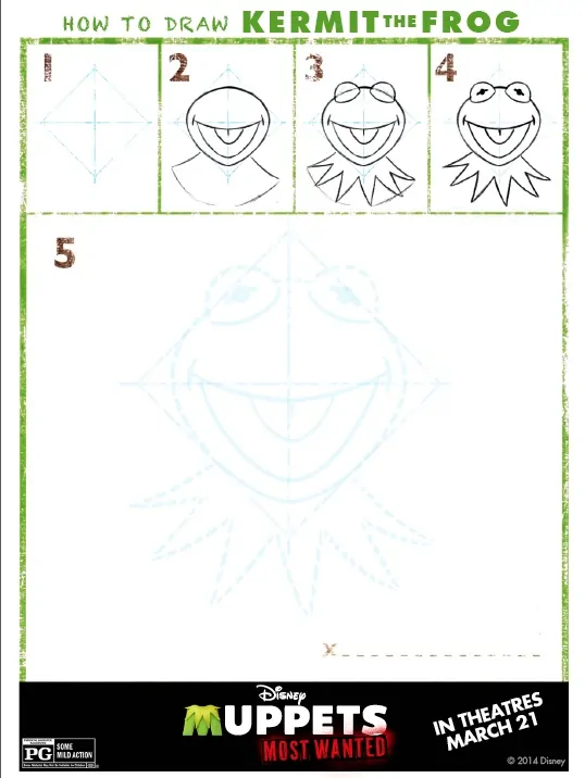 Muppets Most Wanted - How to Draw Kermit The Frog