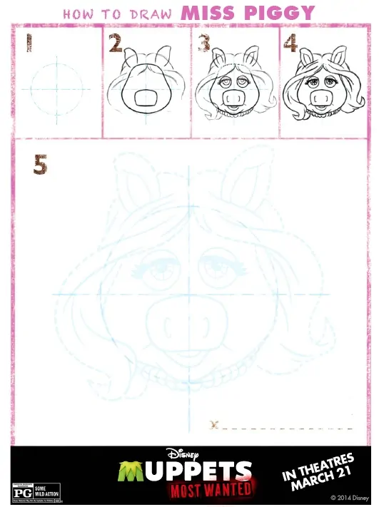 Muppets Most Wanted - How to Draw Miss Piggy