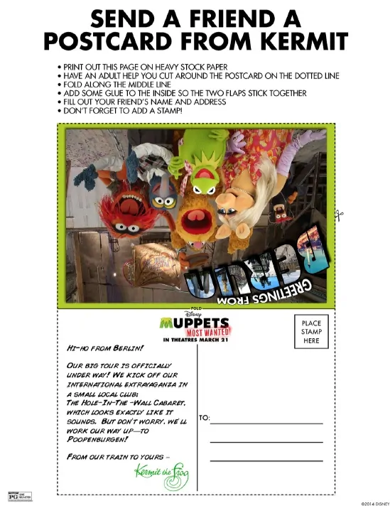 Muppets Most Wanted - Send a Postcard From Kermit