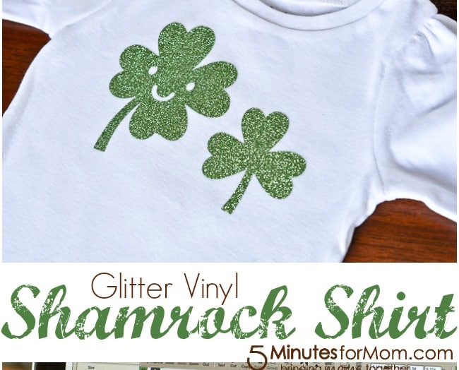 Iron-On Glitter Vinyl Shamrock Shirt