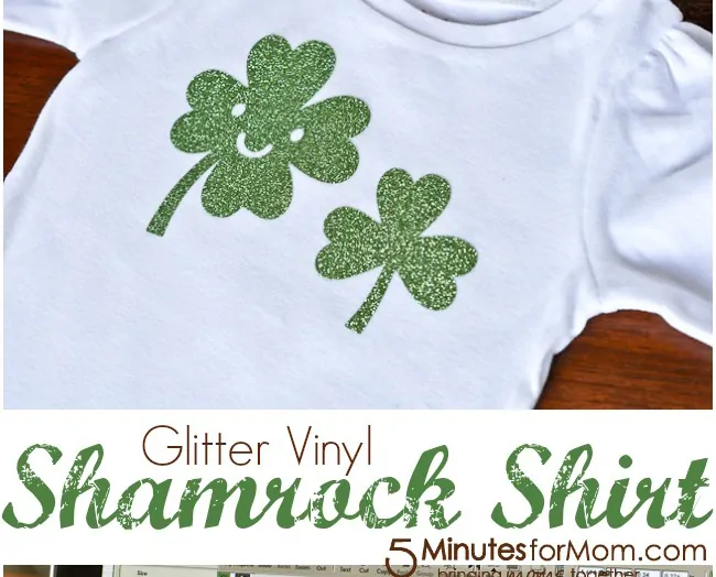 Iron-On Glitter Vinyl Shamrock Shirt