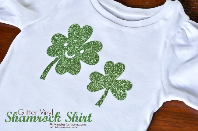 Iron-On Glitter Vinyl Shamrock Shirt