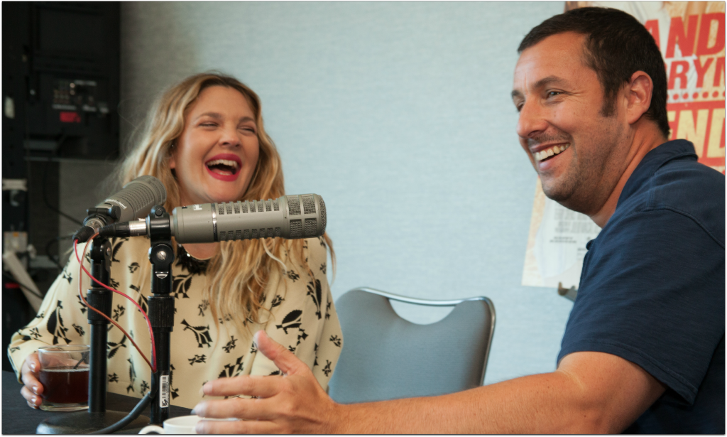 Drew Barrymore & Adam Sandler laughing