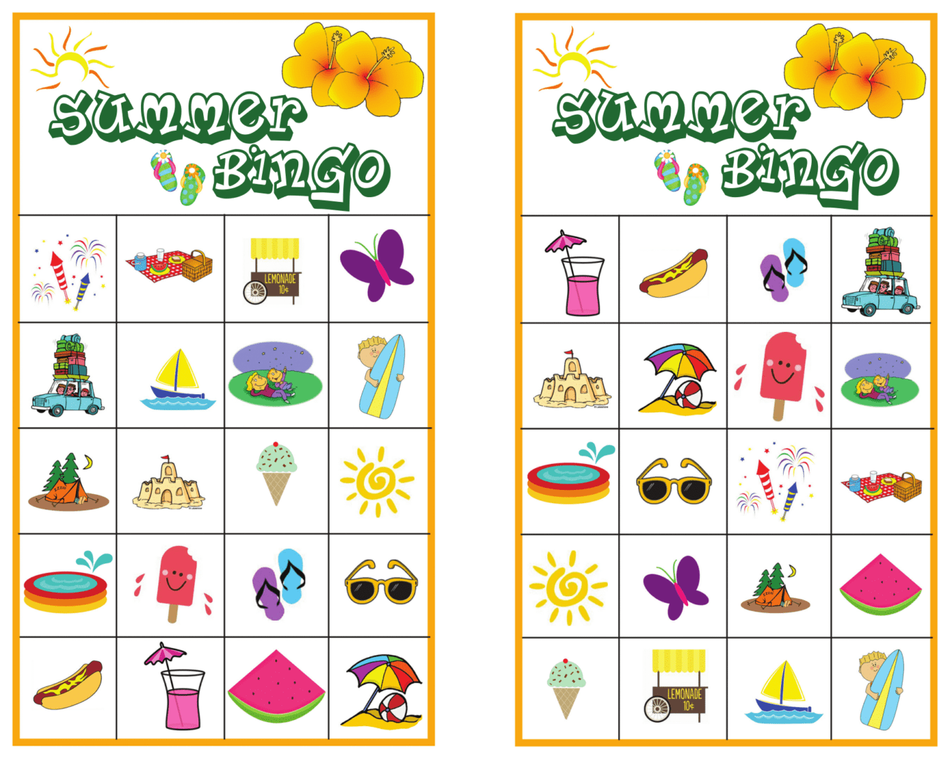 Summer Bingo Game with Free Printables