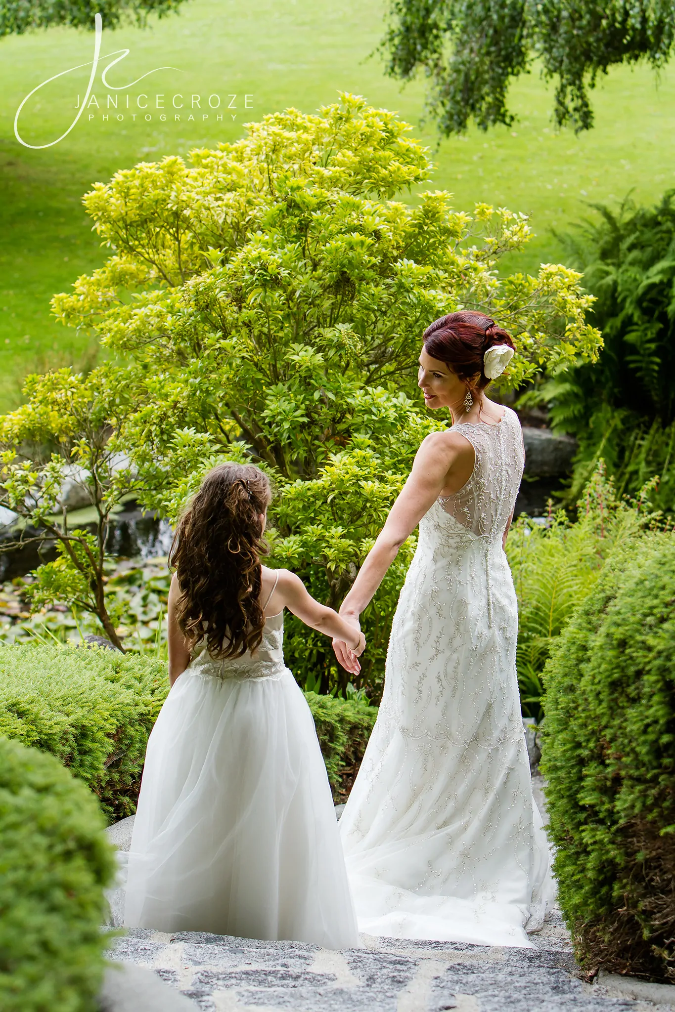 A Bride and Her Flower Girl Daughter Wedding Photography