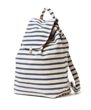 karma kiss striped canvas backpack