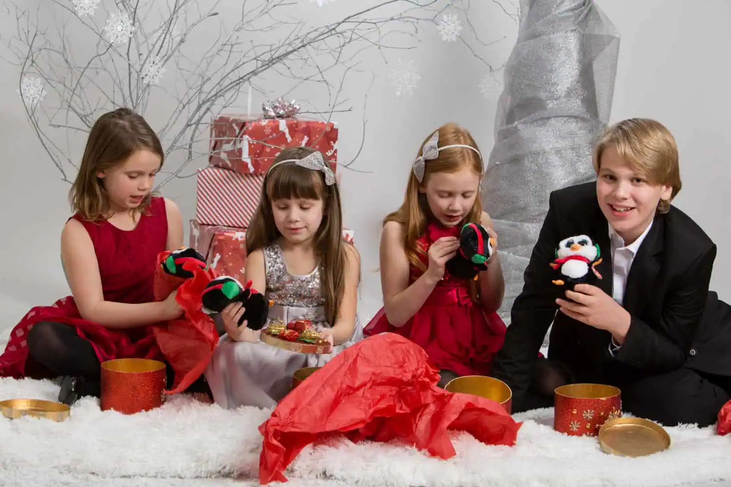 Our kids opening Christmas gifts.