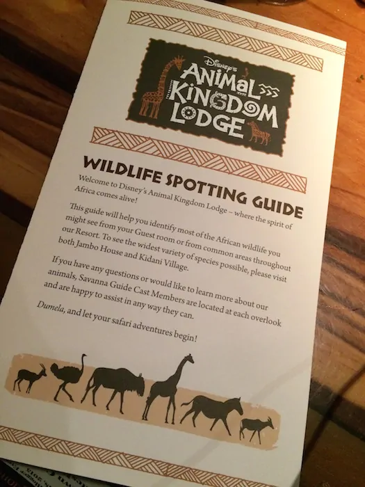 Wildlife Spotting Guide - Disney's Animal Kingdom Lodge