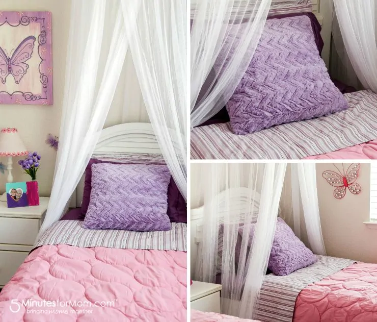 Pink and Purple Girls Bedroom: Featuring purple sheets from BrylaneHome