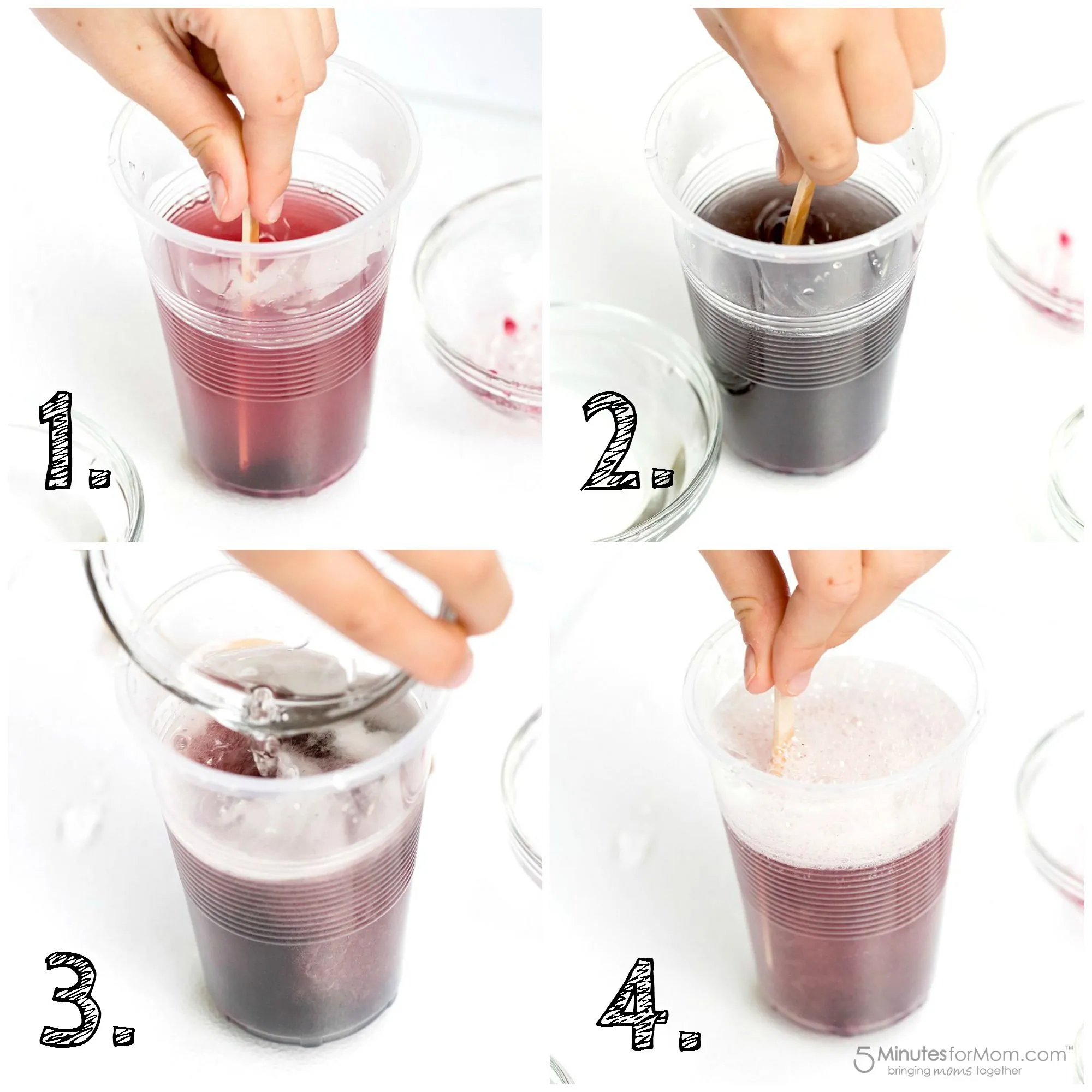 Kids Science Experiment - Grape Jelly with Baking Soda and Vinegar