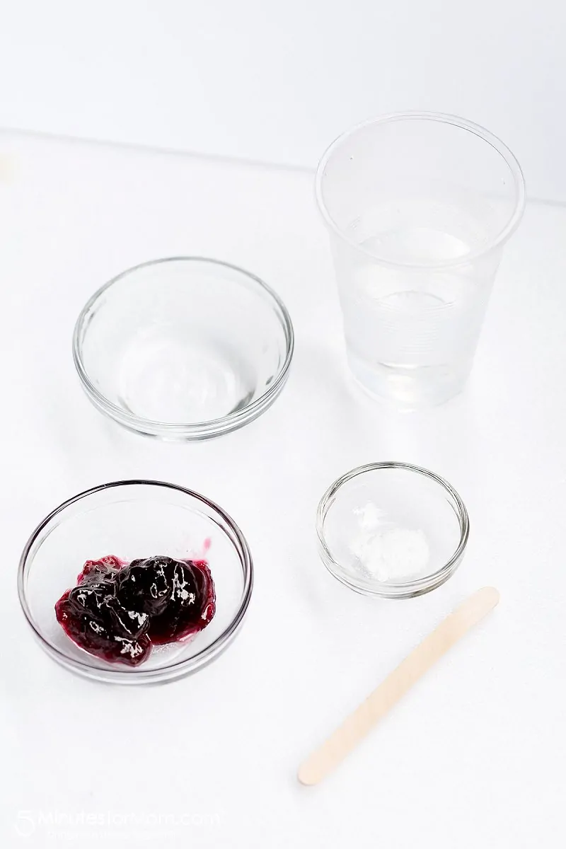 Kids Science Experiment - Grape Jelly with Baking Soda and Vinegar