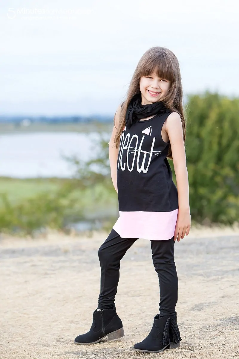 Justice Back To School - Black Kitten Tank with Leggings