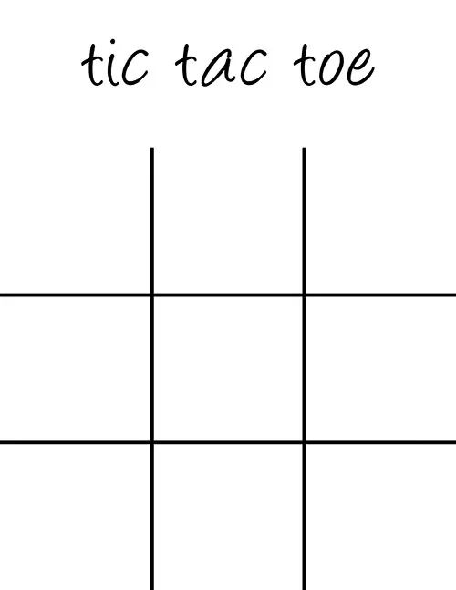 Tic Tac Toe Board Printable