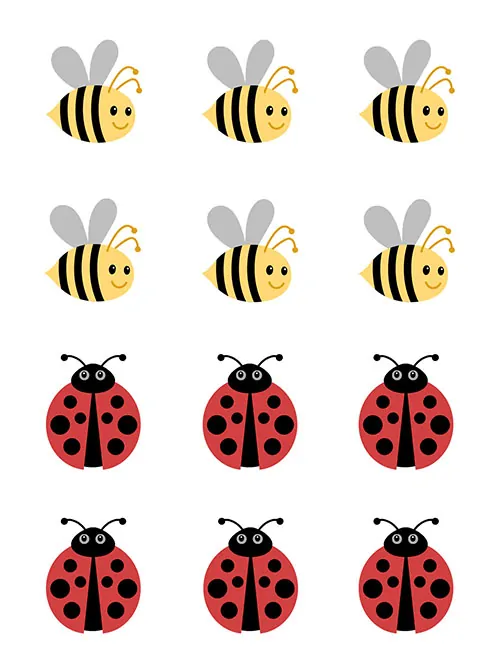 Tic Tac Toe bumblebee and ladybug icons