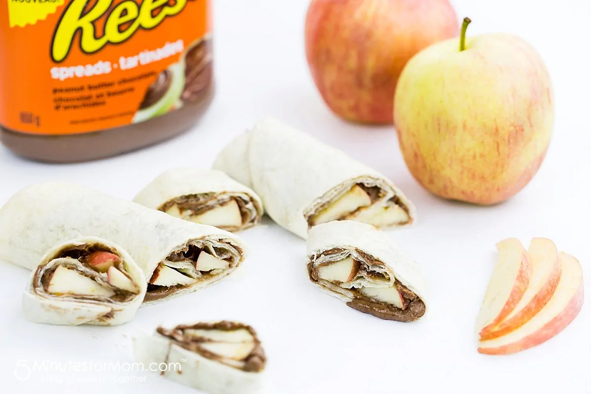 Peanut Butter Chocolate and Apple Wraps