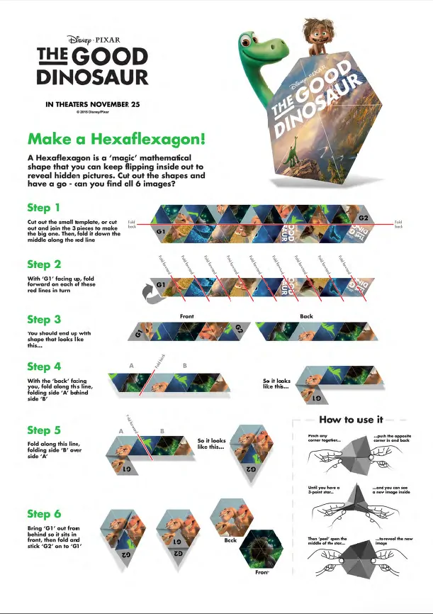 The Good Dinosaur Hexflexagon