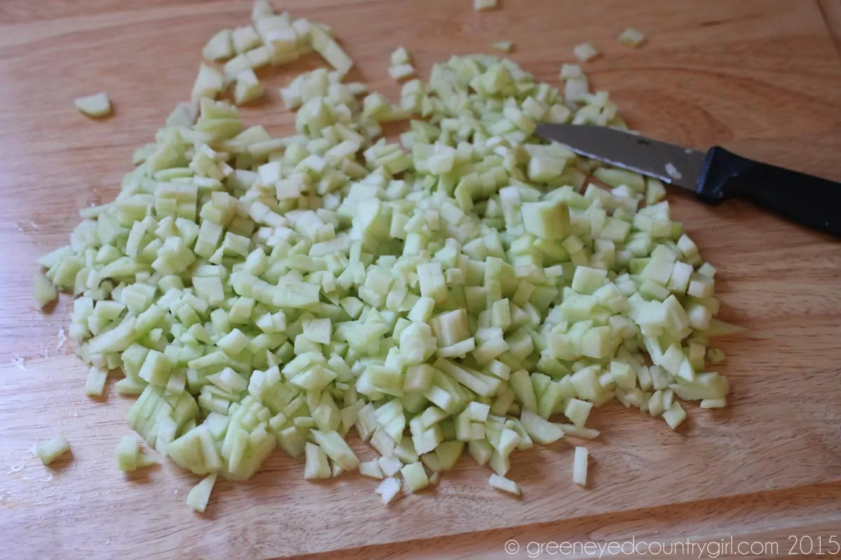 Chopped green apples