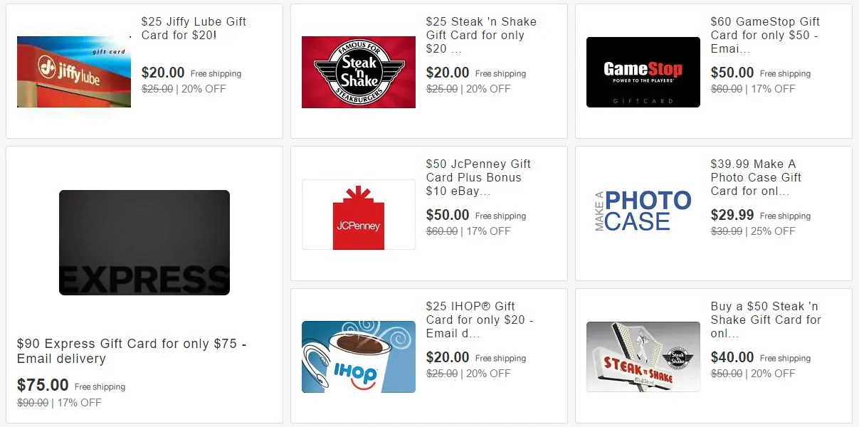 Gift Cards on eBay Deals