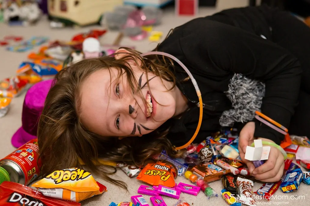 Halloween Trick or Treating Piles of Candy