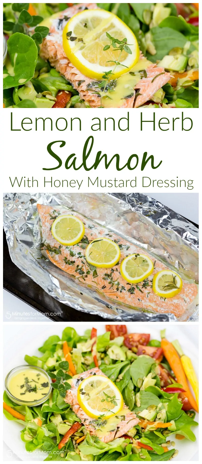 Lemon and Herb Salmon with Honey Mustard Dressing - Easy Dinner Recipe