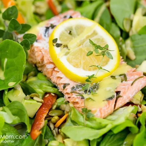 Lemon and Herb Salmon with Honey Mustard Dressing